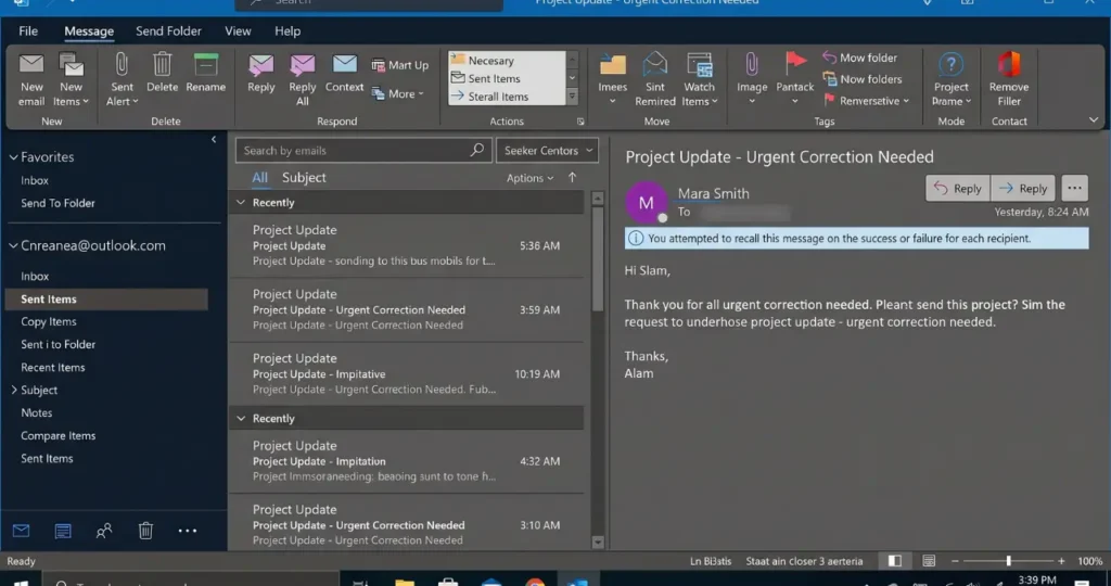 how to recall an email in outlook