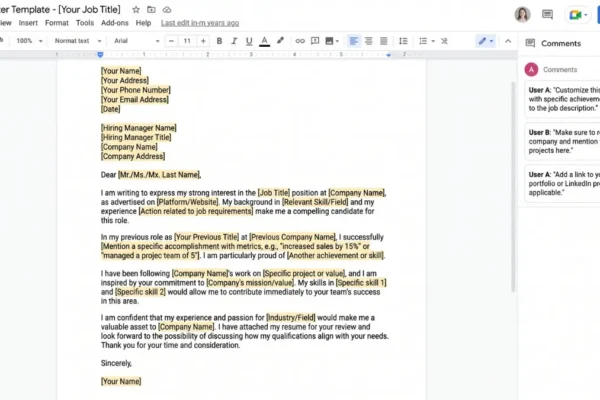 cover letter template google docs