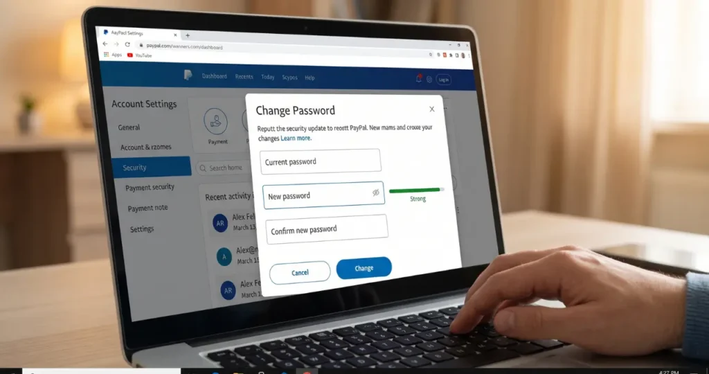 how to change paypal password